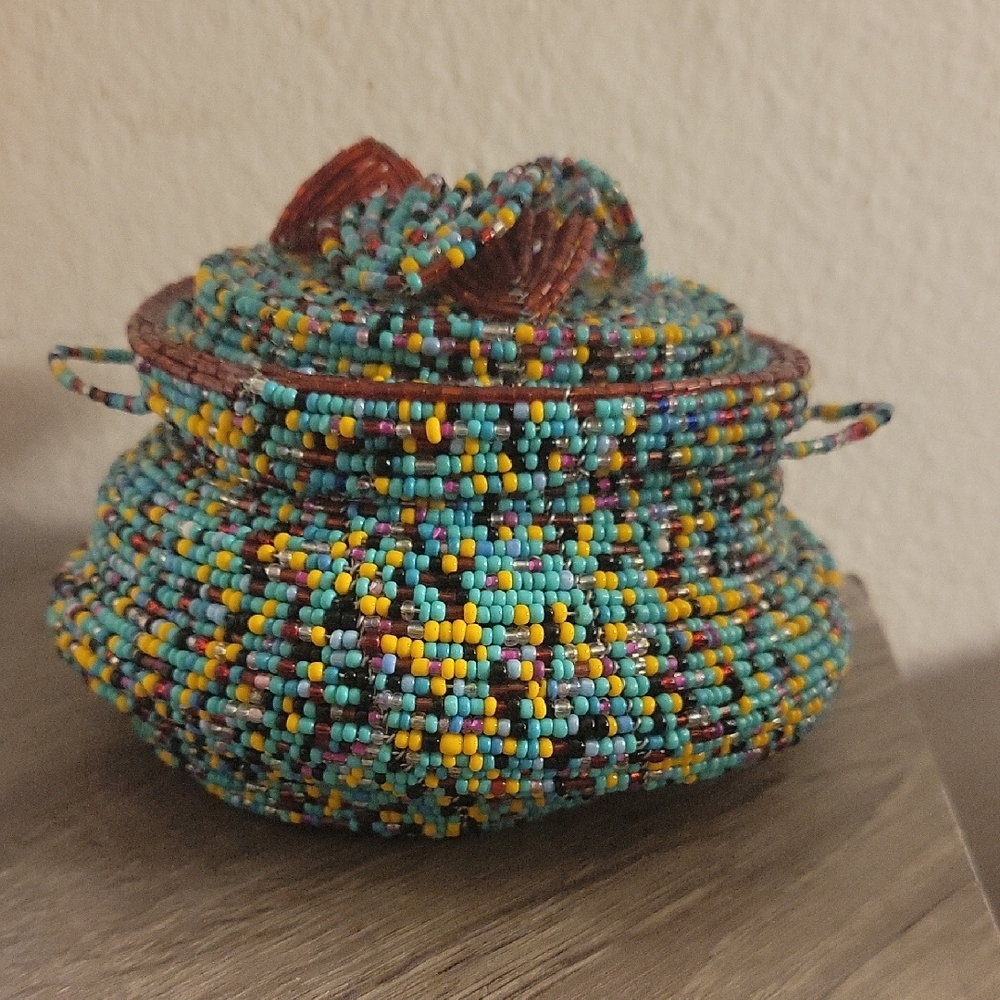 Colorful Beaded Trinket Basket